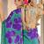 Turquoise printed cotton saree with blouse piece