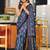 Grey printed cotton saree with blouse piece