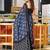 Grey printed cotton saree with blouse piece