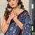 Grey printed cotton saree with blouse piece