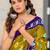Mehendi printed cotton saree with blouse piece
