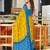 Yellow printed cotton saree with blouse piece