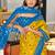 Yellow printed cotton saree with blouse piece