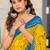 Yellow printed cotton saree with blouse piece