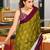 Mehendi printed cotton saree with blouse piece