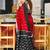 Red printed cotton saree with blouse piece