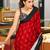 Red printed cotton saree with blouse piece
