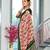 Red printed cotton saree with blouse piece