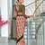Red printed cotton saree with blouse piece