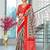 Grey printed cotton saree with blouse piece