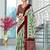Green printed cotton saree with blouse piece