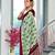 Green printed cotton saree with blouse piece
