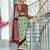 Green printed cotton saree with blouse piece