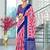 Pink printed cotton saree with blouse piece