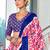 Pink printed cotton saree with blouse piece