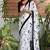 White printed cotton saree with blouse piece