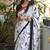 White printed cotton saree with blouse piece