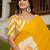 Yellow printed cotton saree with blouse piece