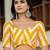 Yellow printed cotton saree with blouse piece