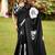 Black printed cotton saree with blouse piece