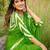 Green printed cotton saree with blouse piece