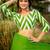 Green printed cotton saree with blouse piece
