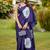 Purple printed cotton saree with blouse piece