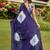 Purple printed cotton saree with blouse piece