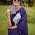 Purple printed cotton saree with blouse piece