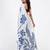 Blue printed satin saree with blouse piece