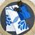 Blue printed satin saree with blouse piece