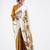 Beige printed satin saree with blouse piece