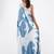 Blue printed satin saree with blouse piece
