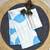 Blue printed satin saree with blouse piece