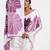 Wine printed satin saree with blouse piece