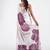 Wine printed satin saree with blouse piece