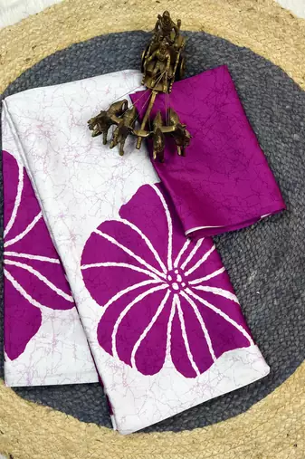 Wine printed satin saree with blouse piece