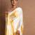 Yellow printed satin saree with blouse piece