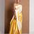 Yellow printed satin saree with blouse piece