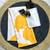 Yellow printed satin saree with blouse piece