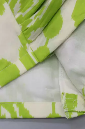 Lime green & white printed rayon lehenga choli for girls modern ethnic ensemble