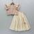 Beige & rust printed rayon lehenga choli for girls – stylish festive outfit with ruffled sleeves