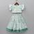 Mint green & white floral printed rayon lehenga choli for girls – ruffle sleeve festive set