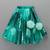 Teal green floral printed rayon lehenga choli for girls – sleeveless partywear set with pom-pom detail