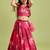 Wine pink floral printed rayon lehenga choli for girls – sleeveless festive wear set with pom-poms
