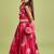 Wine pink floral printed rayon lehenga choli for girls – sleeveless festive wear set with pom-poms
