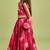 Wine pink floral printed rayon lehenga choli for girls – sleeveless festive wear set with pom-poms