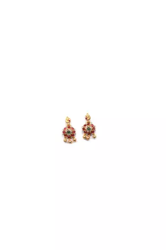   unique gold plated kemp studded peacock choker set