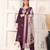 Elegant wine chanderi ensemble with jacquard dupatta