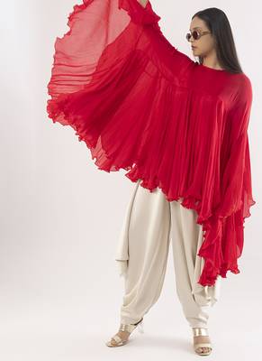 Pink plain chiffon kurta set 2